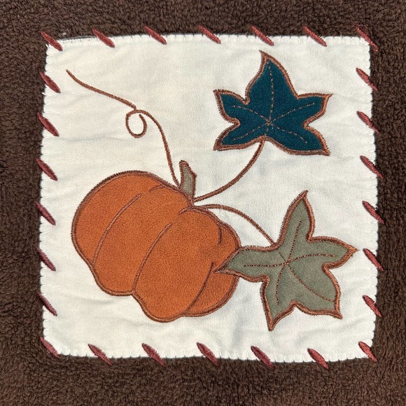 VTG 90s Crewneck Granny Fleece Quilted Patched Fall Harvest Brown Sweater Size S - Picture 2 of 8